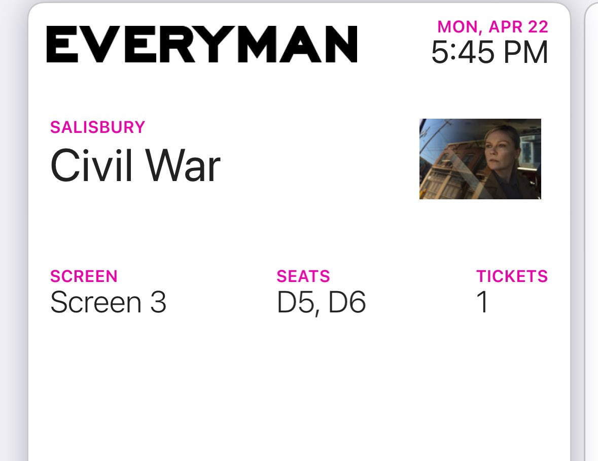 Went to see this It’s really great, but very very violent and quite shocking in lots of ways. #civilwar (But Bumper from pitch perfect is in it so hey)