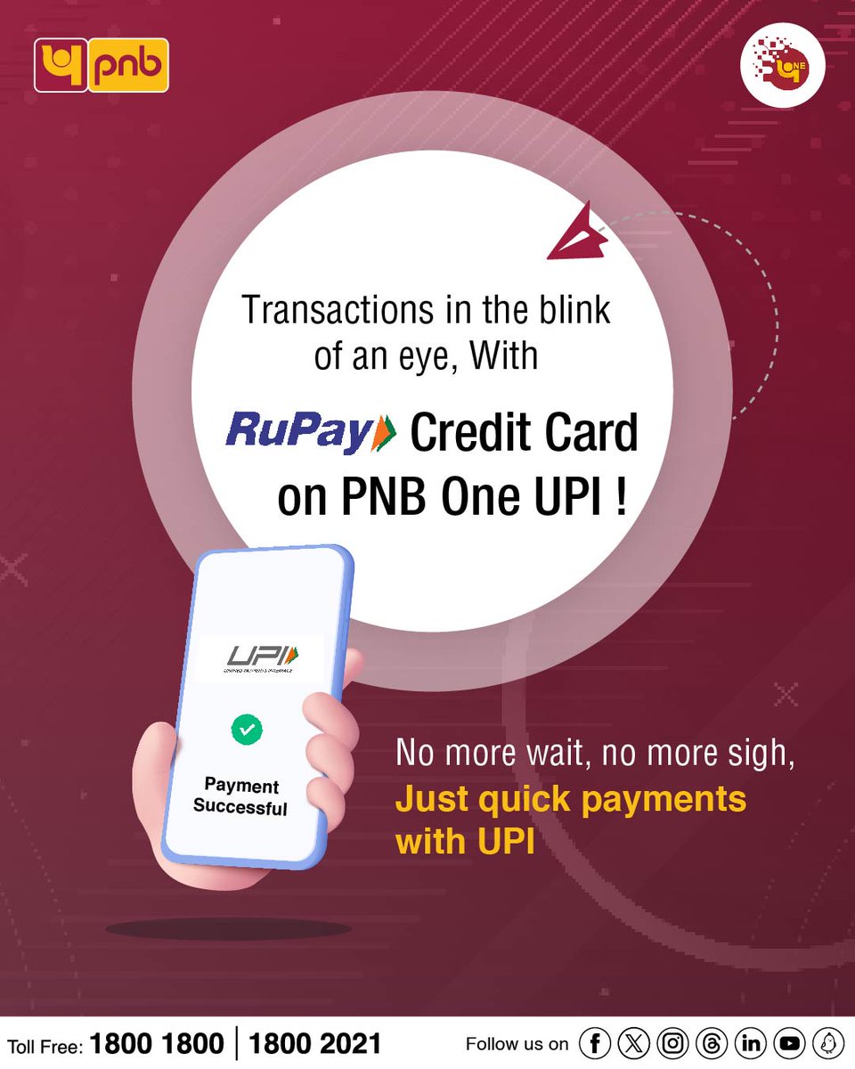 Enjoy flexible payments with PNB RuPay Credit Card on PNB One UPI. Tap bit.ly/3WwQ4ig to download PNB One App! #CreditCard #RuPay #UPI #PNBOne #DownloadNow #PNB #Banking