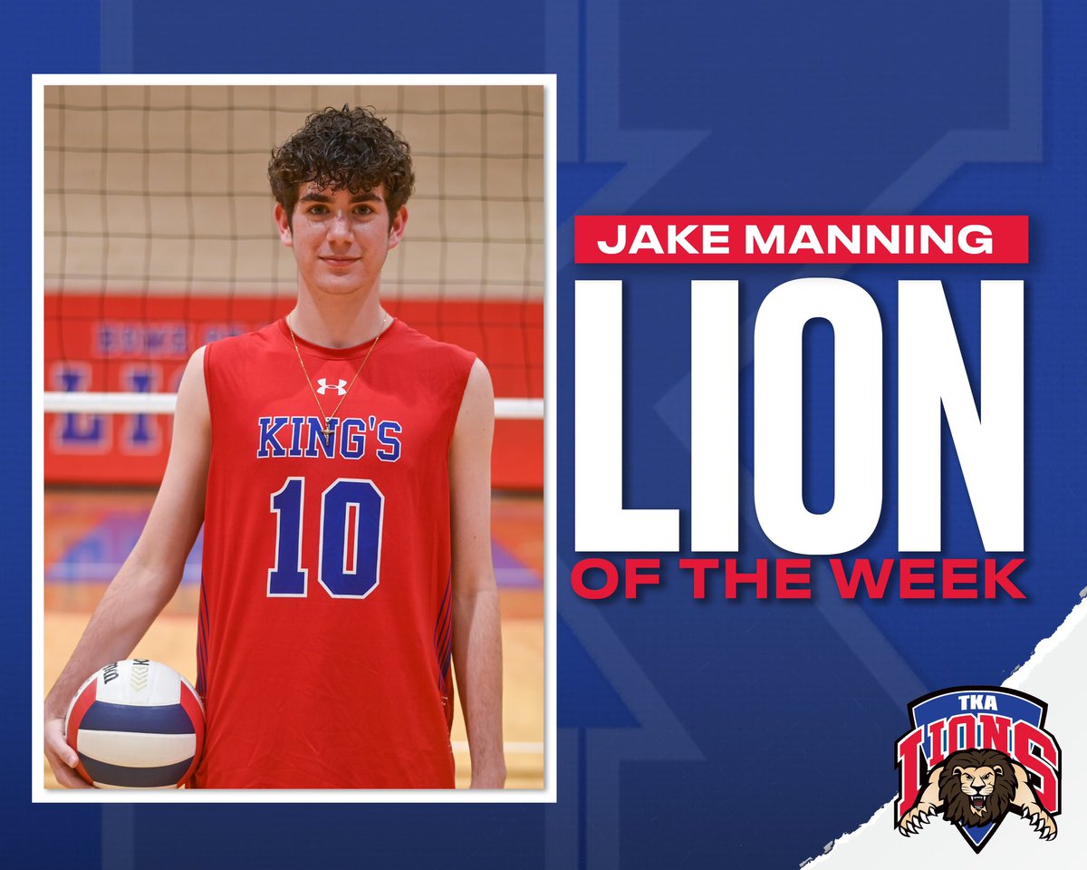 Our Lion of the Week is a boys volleyball player- Senior Jake Manning! He has been a leader of the team both in his play and his attitude and has been instrumental in the Lions great season so far. #tkabvb 🏐 @TKAWPB @pbphighschools @ESPNWestPalm