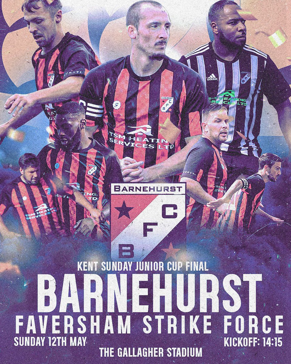 Sunday 12th May
Kent Sunday Junior Cup Final

🎟️ eventbrite.co.uk/e/dfds-kent-su…

<a href="/WESFA_Football/">W.E.S.F.A.</a> @SELKGrassroots <a href="/NonLeagueCrowd/">Non League Crowds</a> <a href="/barnehurstfc/">BARNEHURST FC</a> <a href="/BarnehurstVets/">BarnehurstVetsFC</a>