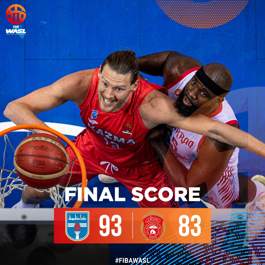 OfficialWASL's tweet image. Final 8 Secured🔒! Kazma SC dominates Muharraq to grab the last Gulf League Final 8 spot🔥!

#FIBAWASL #WASL #KazmaSC #Muharraq