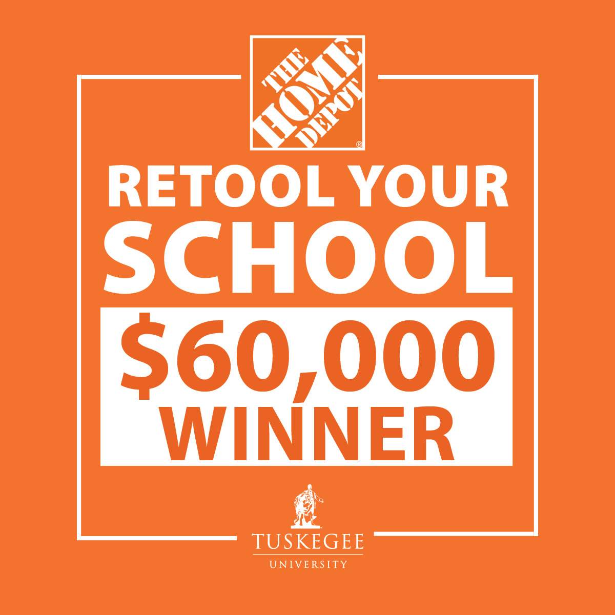 Tuskegee University has won a $60,000 campus improvement grant in the 2024 Home Depot Retool Your School contest. With this latest win, Tuskegee University also received what is called the Record Smasher Award, having the most wins. Read More at: tuskegee.edu/news/tuskegee-….