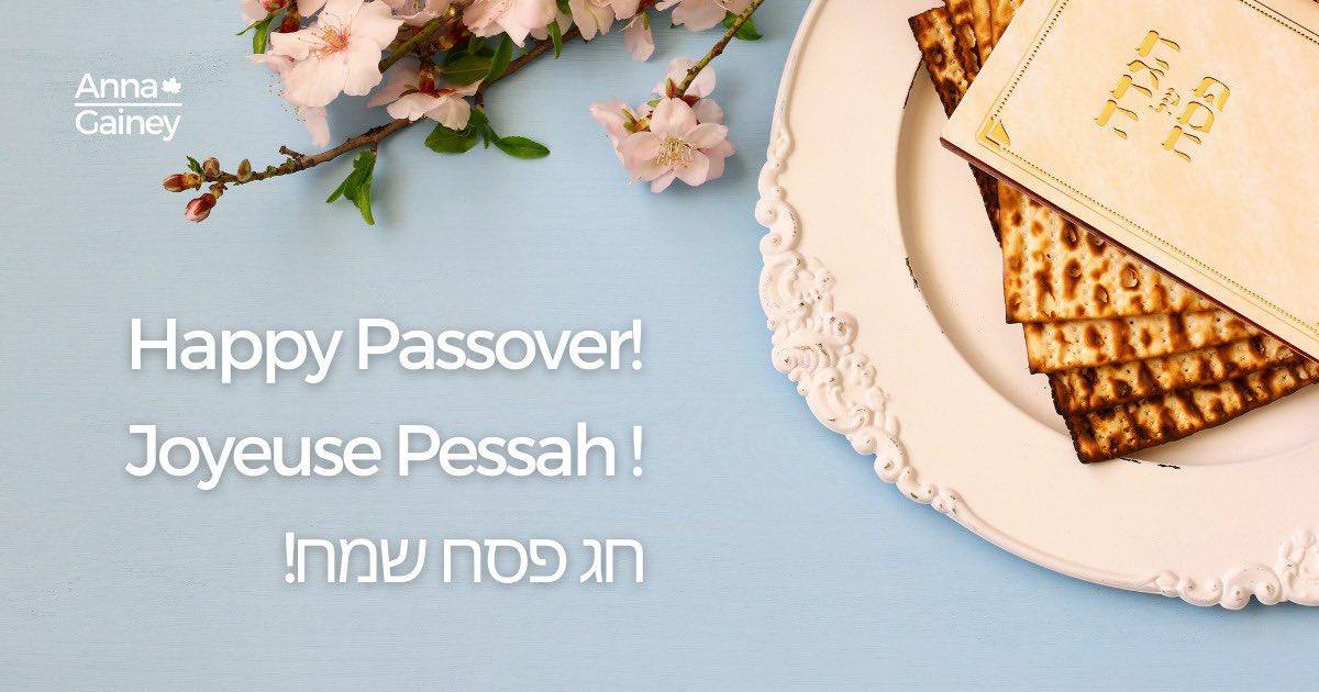 Happy Passover to everybody in celebrating NDG—Westmount and across Canada. With Passover coming at a difficult time this year, I stand with my Jewish constituents in their grief, resilience & celebration. Chag Pesach Sameach.
