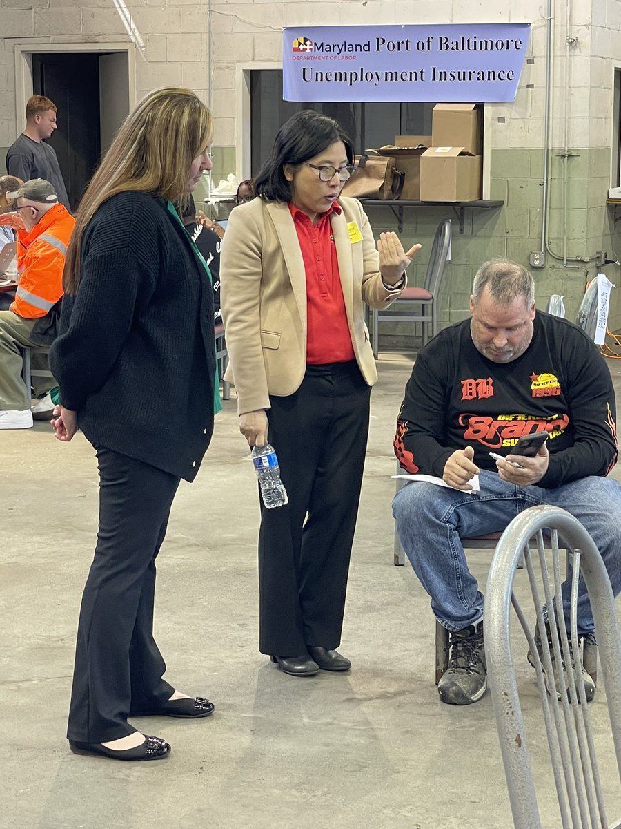 After almost getting in a collision with an 18 wheeler, spilling my coffee all over the chocolates I bought for Passover, I arrived at the Dundalk Port of Baltimore terminal to help workers sign up for the new Worker Support Program, putting $$ in their pockets until Port reopens