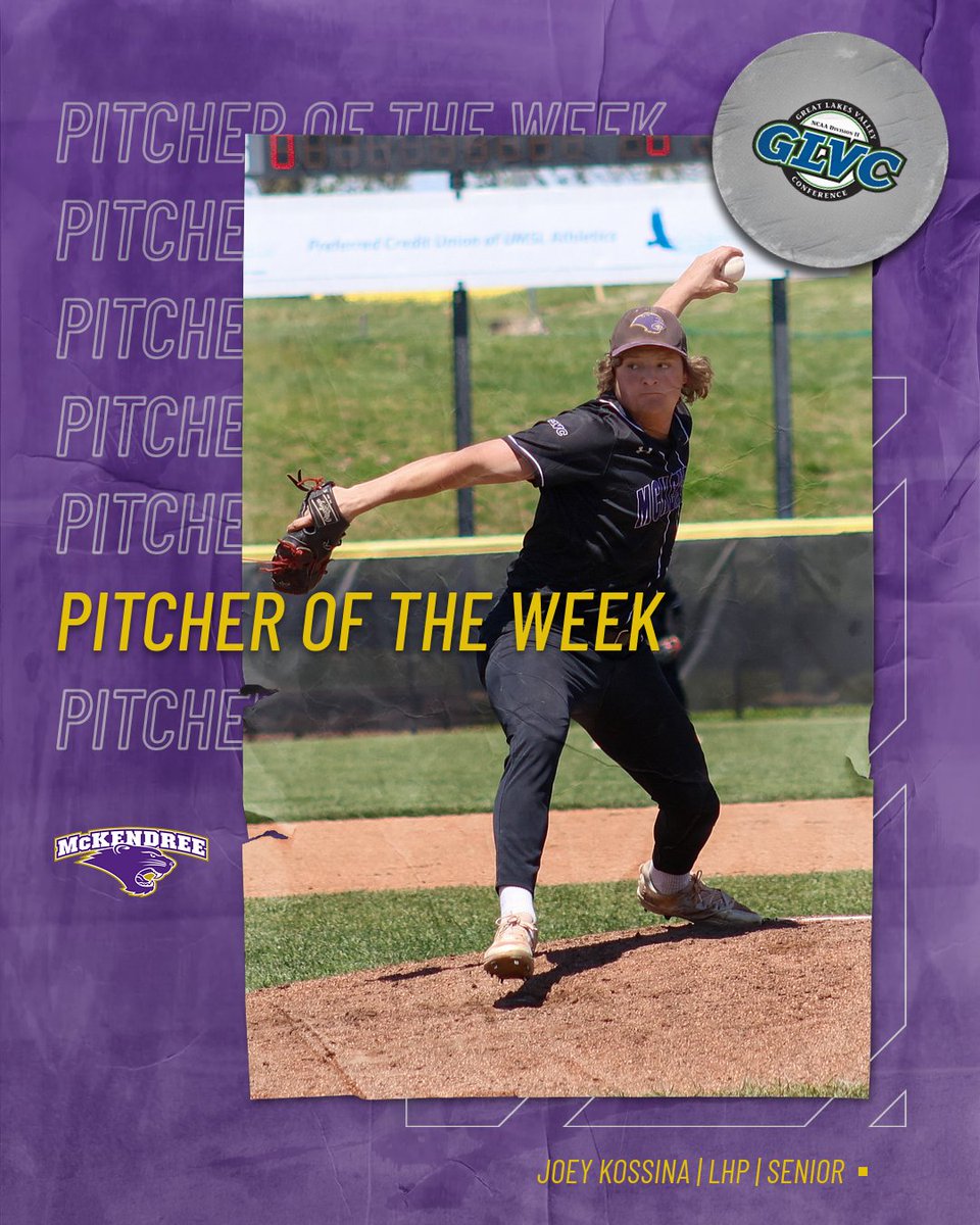 ⚾🐾 | <a href="/McKendree_BSBL/">McKendree University Baseball</a>'s Joey Kossina wins <a href="/GLVCsports/">Great Lakes Valley Conference</a> Pitcher of the Week for his start against UMSL on Sunday!

🔗📰| bit.ly/3Jwg4ps

#GLVCbase #BearcatsUnleashed