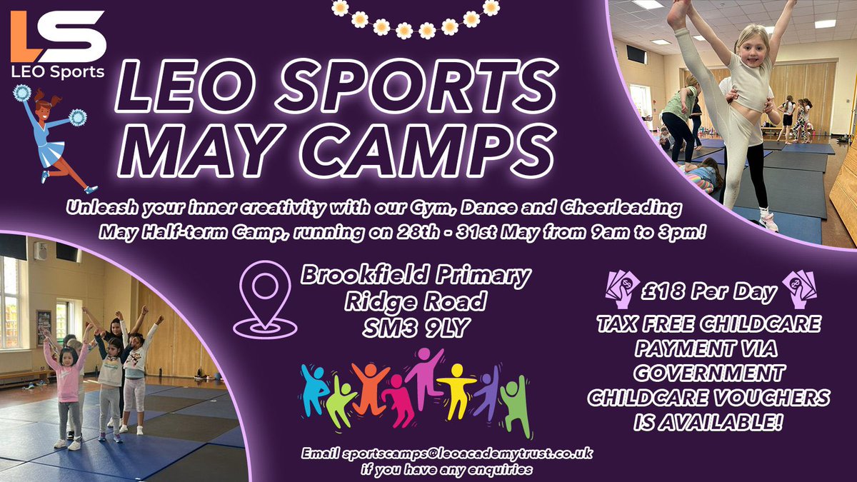 📢 Coming up next month … Join us for an action packed half term! Our gymnastics, dance & cheerleading holiday club will be running at: @BrookfieldSM3 Book online👇 leosportscamps.clubsbuddy.net More information 👉 sites.google.com/leoacademytrus… @LEOacademies #LEOsportscamps 🦁