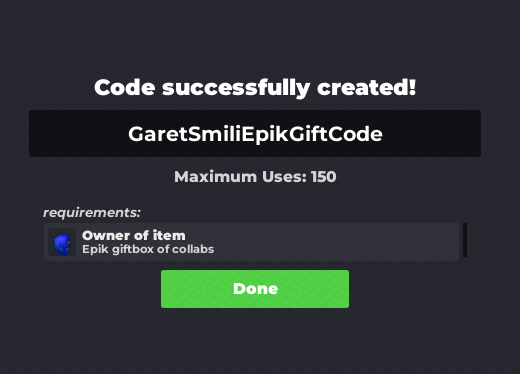 THE EPIK GIFTBOX OF COLLABS OPENS INTO...
GARET SMILI.
Redeem this code in Flex UGC Codes if you bought the gift!
#Roblox #RobloxUGC #RobloxFreeUGC