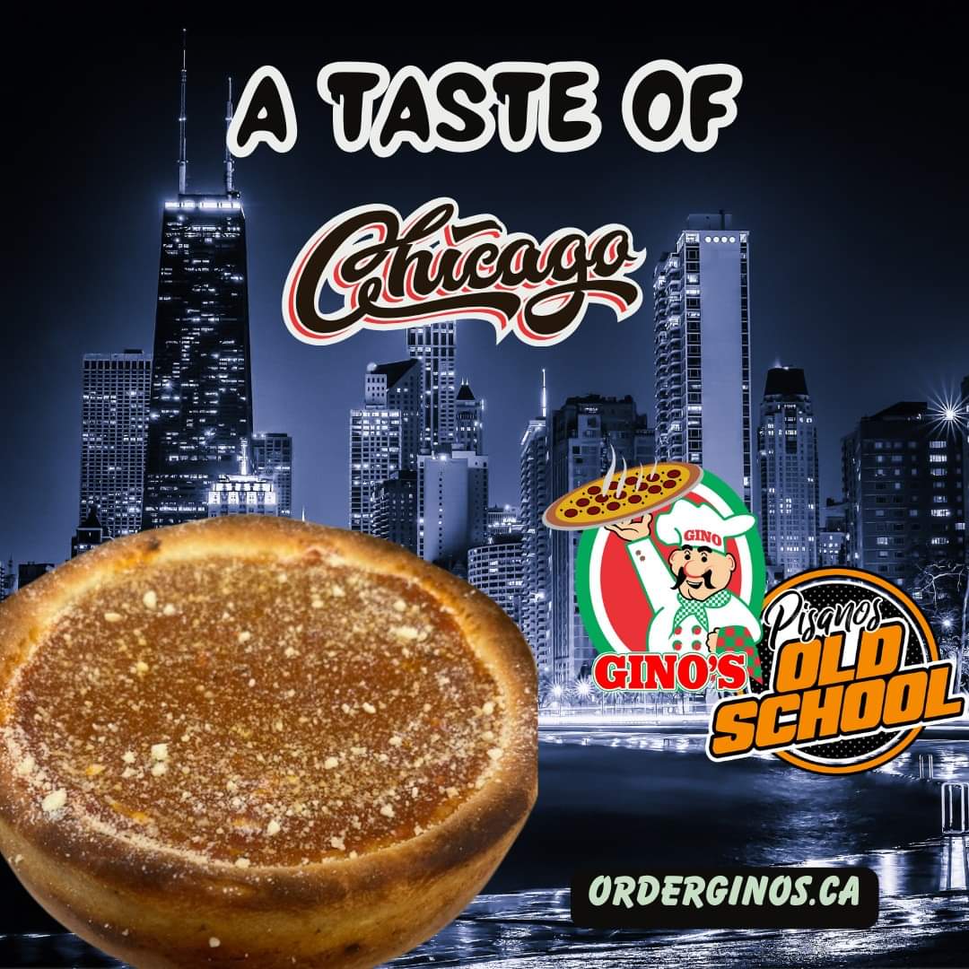 Have you tried our Chicago-style Deep Dish Pizza! Order your today!
613-542-4444 Orderginos.ca 
#ChicagoInKingston #DeepDishRoyalty #PizzaPerfection #SaucySlices #CheesyGoodness #PizzaLove #KingstonEats #PizzaTime #TasteOfChicago