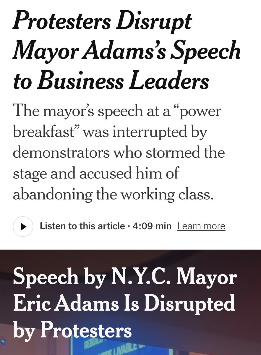 Eric Adams is polling at a dismal 16%.

Last week we disrupted him. 

Humiliated, he had us arrested and held overnight — against NYPD protocol.

Because of that, our disruption now has a million+ views and was covered by NYT and Politico. Oops!

Some real 4D chess by Eric 🧠