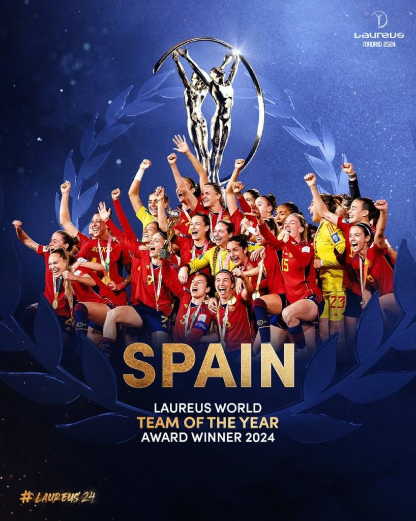 La Selección española femenina de fútbol, el mejor equipo del año. Para entender la dimensión del @LaureusSport, algunos premiados en años anteriores: Mercedes F1, Chicago CUBS (béisbol), la Selección sudafricana de rugby, el equipo europeo de la Ryder Cup…