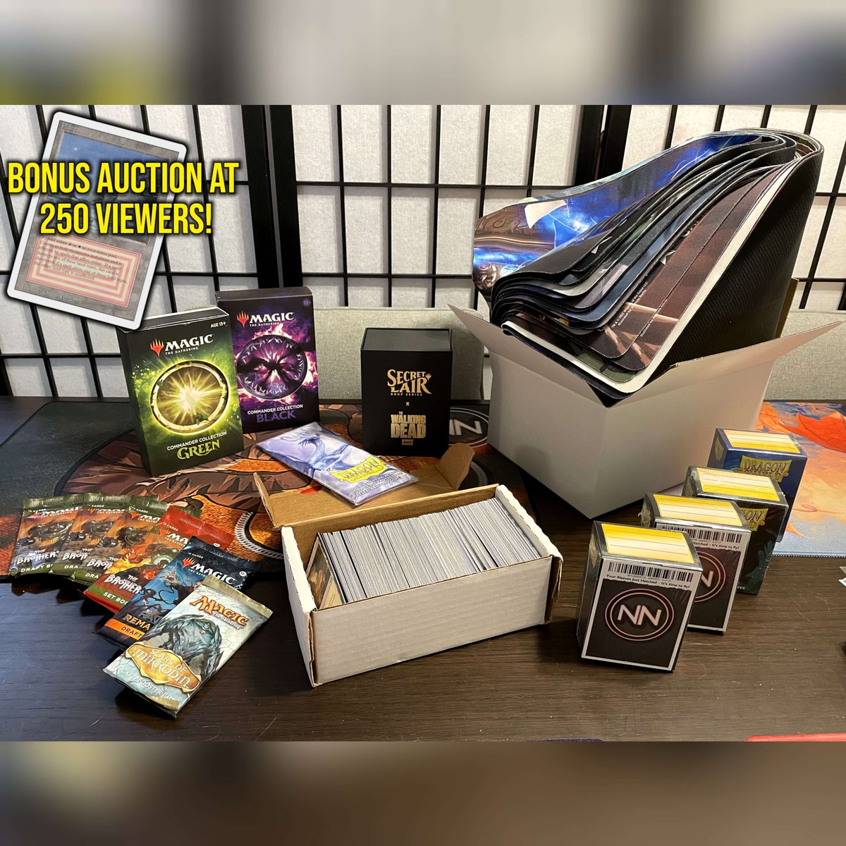 We're going to be doing some non-stop $1 auctions on cards, sleeves, products, and playmats on whatnot at 5pm EST today! Drop by to get some good deals, and if you haven't signed up, use our referral link for $25 in credit! whatnot.com/invite/nitpick…