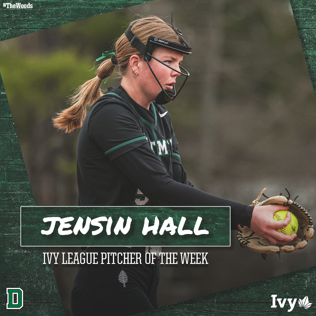 Another incredible weekend for @jensin_hall and another @IvyLeague Pitcher of the Week honor, her fourth of the season! ➡️ 0.70 ERA through 10 innings pitched ➡️ 16 total strikeouts ➡️ .094 opponent batting average 🔗: dartsports.co/49TJZ5v | #GoBigGreen