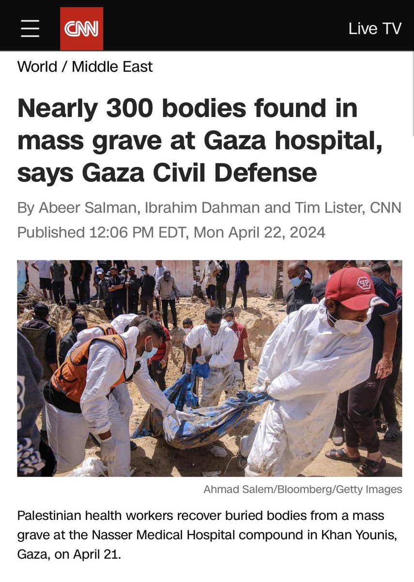 More than 300 bodies found in a mass grave at Nasser Hospital in Gaza, including children executed with their hands tied behind their backs. Children. Executed. With their hands tied. We are witnessing a genocide, and the International Criminal Court is nowhere to be found.