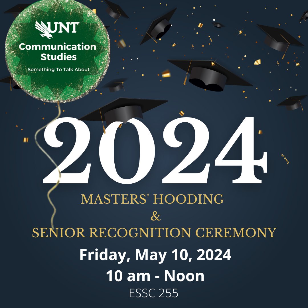 UNTComm's tweet photo. Graduating seniors and master's students: save the date and join us to celebrate YOU! We’re so proud of all you’ve accomplished in completing your degree!

We welcome all graduating seniors and master's students, as well as friends, family, and other students, to join us. https://t.co/jzmbKcQybH