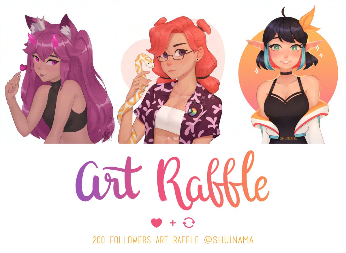 thank you for 200 followers! let's celebrate with an art raffle ✨

♡ like & rt to enter
♤ winner gets art like shown below, might experiment :3
♢ reply with your reference
♧ ends in about a week~ good luck!!