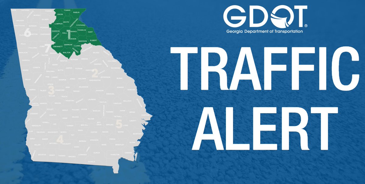 Traffic Alert Jackson/Banks County Single Lane Closure I-85 N Asphalt paving starting Monday night 4/22 @ 8:30pm until 5 am; daily, thru Sat. morning Work will begin @ MP 137-143 Milling & paving work will be done with moving single lane closures. Reduce speed. Delays possible.