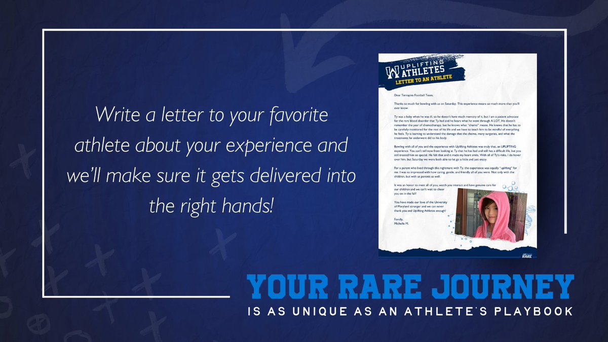 What would you tell your favorite athlete about the #RareDisease community or your story? Type your letter directly into our site or upload a document and we'll make sure the letter gets delivered into the right hands! ✍️ Submit your story here: bit.ly/3PRa2mK