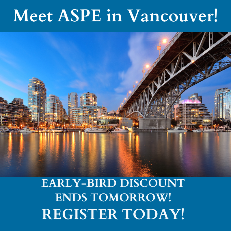 Early bird discount ends tomorrow! Register for the 2024 ASPE Annual Conference today. aspehq.memberclicks.net/2024-annual-co…
