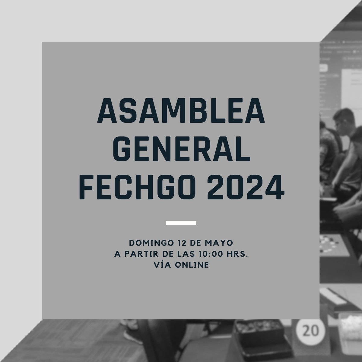 fechgo's tweet image. Estimada comunidad

El día domingo 12 de mayo a partir de las 10:00 hrs se realizará la Asamblea General vía online. El enlace será compartido a todos los interesados en participar, previa inscripción.

Más info en nuestro sitio web!

igochile.cl/igochile2/asam…