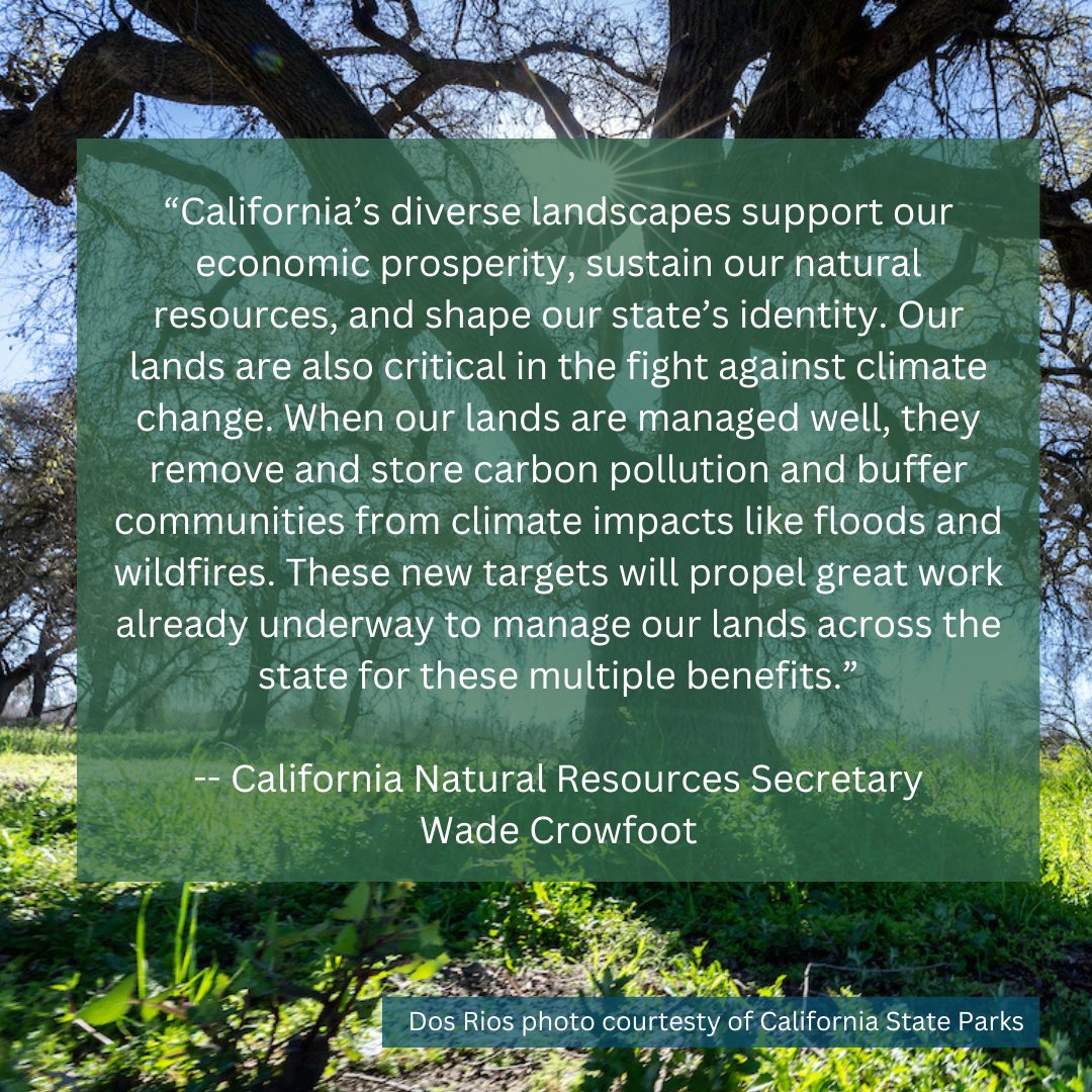 🌍✨ Happy #EarthDay! Today is a testament to our commitment to preserving our planet. We’re celebrating the opening of Dos Rios, our newest State Park, and the release of 81 targets to use millions of acres for nature-based solutions, leading the #Climate Action charge. (1/2)