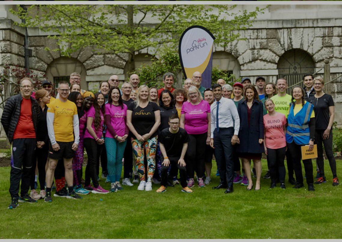 NHS_RobW's tweet photo. Thanks to @parkrunUK @WHMparkrun for being such a huge part of our lives. Enjoyed #volunteering at the inaugural Downing St #parkrun for #parkrun20 celebrations. An incredible day hosted by the APPG and Larry the Cat. #loveparkrun https://t.co/1x2ibcMtpX