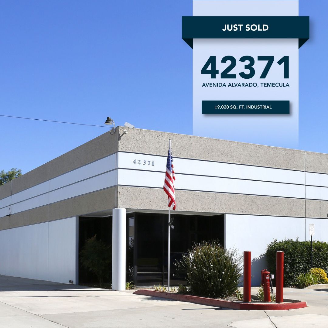 JUST SOLD! 42371 Avenida Alvarado, Temecula | ±9,020 SF Industrial Building 

For More Information, Contact Mia Pham TODAY! 949.790.3129

#sold #orangecounty #leeandassociates #forsale #forlease #realestate #agent #cre #realestateagent