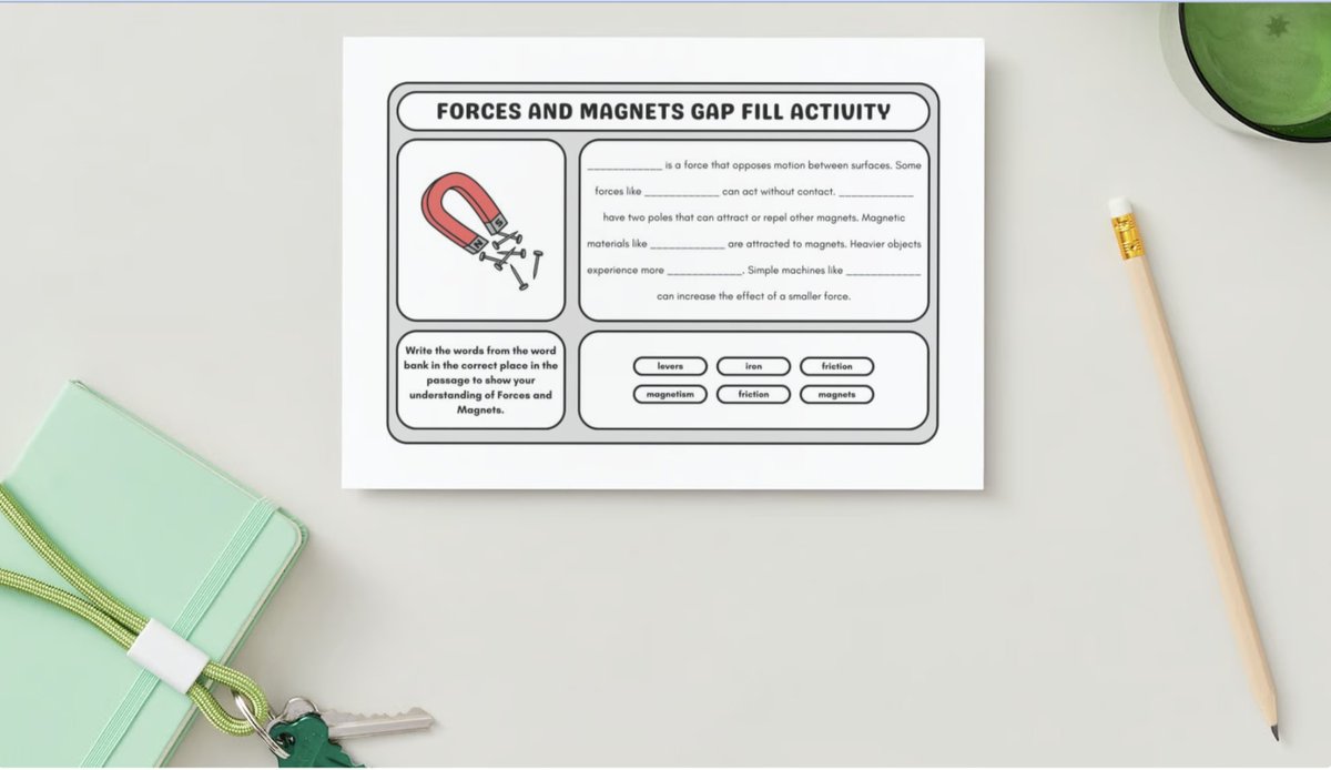 advisoryscience's tweet image. Teaching Forces and Magnets Year 3? This NEW FREE resource supports our #HEPscience curriculum and is based on EEF Primary Science research to boost science vocabulary in context! bit.ly/3QfAdnl

Digital worksheet available too! #PrimaryScience #prisci #TeachingResources