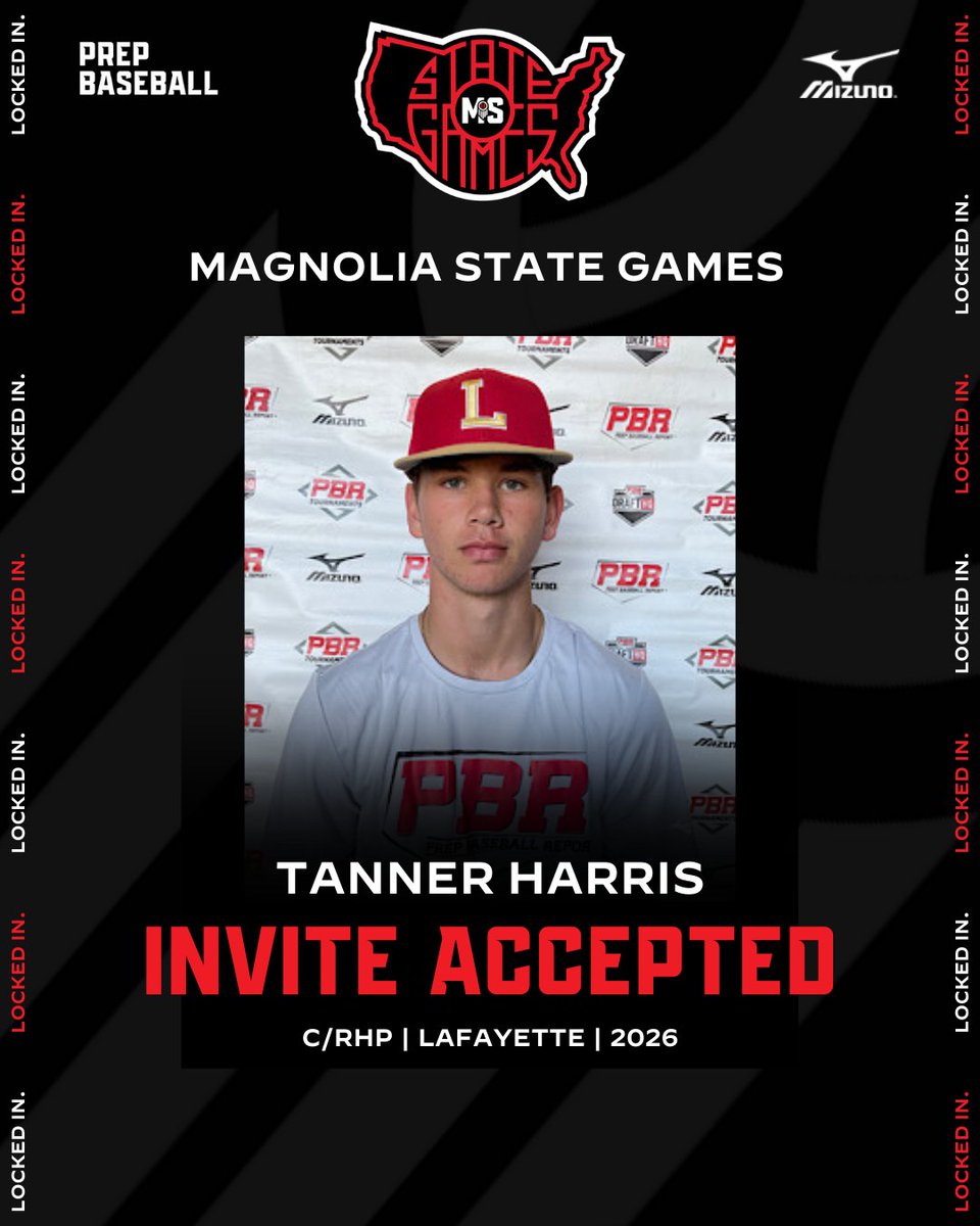 #MSMSG24: 𝗜𝗡𝗩𝗜𝗧𝗘 𝗔𝗖𝗖𝗘𝗣𝗧𝗘𝗗 🎟️ + 2026 C/RHP Tanner Harris (@LafCo_Baseball) is headed to the 𝐌𝐚𝐠𝐧𝐨𝐥𝐢𝐚 𝐒𝐭𝐚𝐭𝐞 𝐆𝐚𝐦𝐞𝐬 on June 18th-19th at @SouthernMissBSB. Request your invite below. ⤵️ 🔗: loom.ly/l7Dt4eg // @Tanner_Harris1