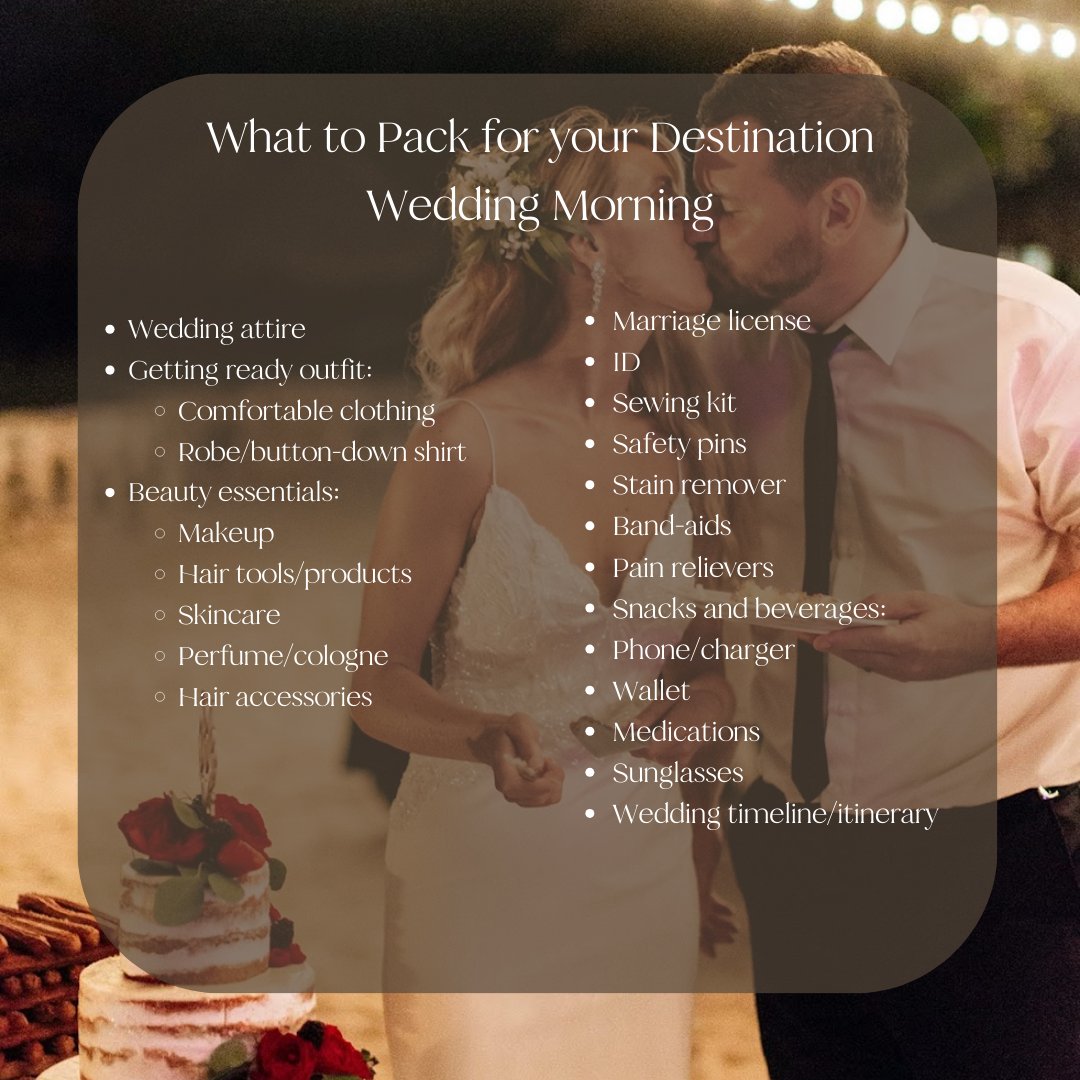 Wedding Tip of the Day✨💍
What to Pack for your Destination Wedding Morning
rages:

#DestinationWedding #WeddingTip #weddings #weddingessentials