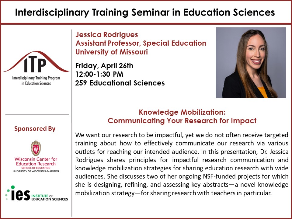 ITP Seminar this Friday -- impactful research communication with @rodriguesjm6 !