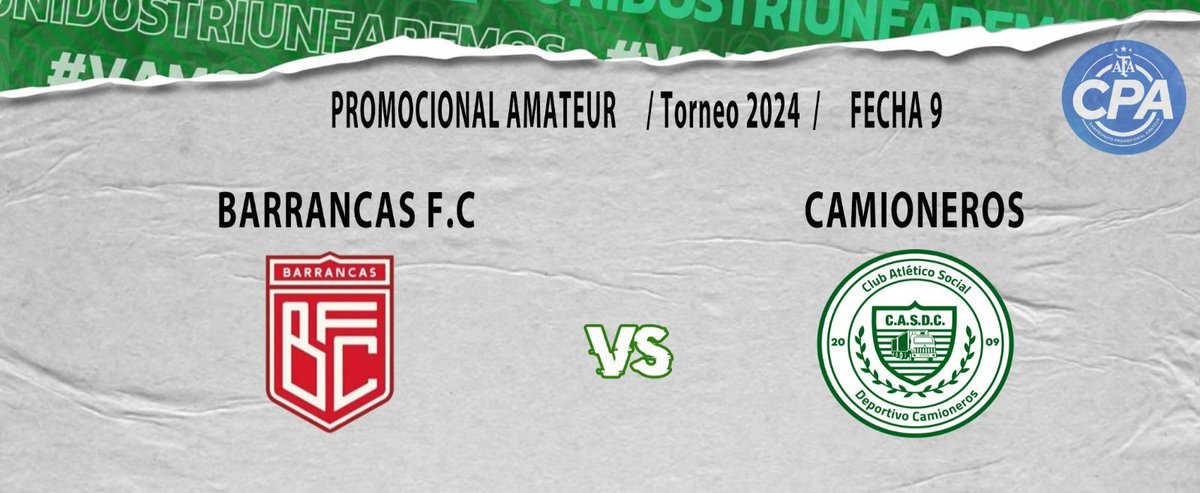 ⚠️ ATENCIÓN: 📍 El partido entre Barrancas FC. y Camioneros se jugará en cancha de Excursionistas el Miércoles desde las 13,30 hs. Ampliaremos. 💚 #UnidosTriunfaremos 🚛🚛🚛