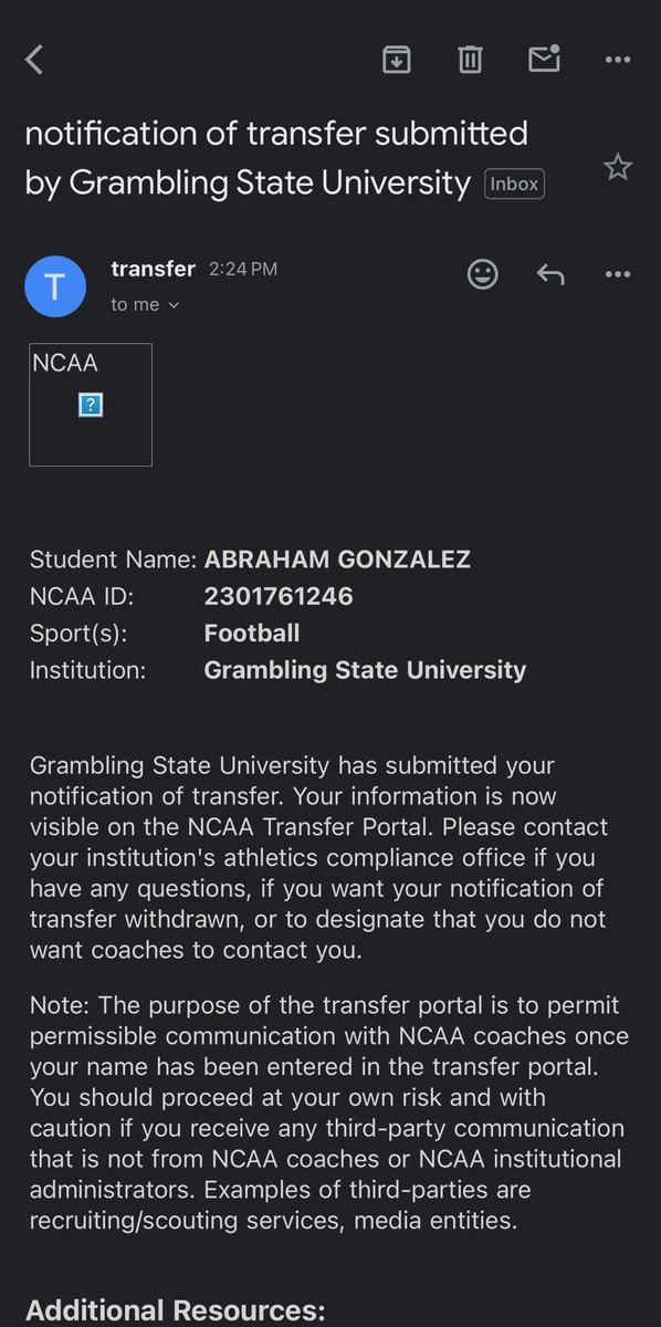 Abraham_G99's tweet photo. I am officially in the transfer portal with 3 years of eligibility and a redshirt left. Thank you Grambling for the hospitality, experience, and knowledge. Onward https://t.co/0sTncetIsL