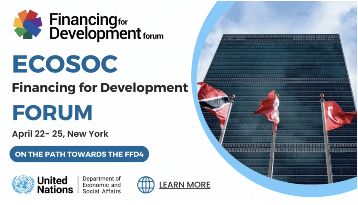 The @UNECOSOC Financing for Development Forum is a crucial platform for mobilizing resources to fund sustainable development. Join us as we discuss innovative financing solutions and strategies for building back better. Details: financing.desa.un.org/what-we-do/ECO….