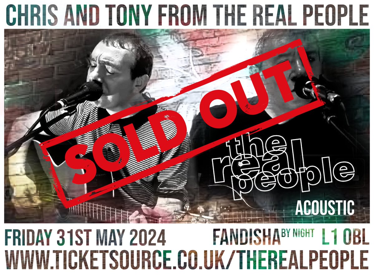 The @RealPeopleband Acoustic show 31st May 2024 @FandishaByNight Has sold out , see you all soon