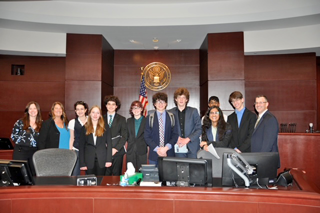The Brighton High School Mock Trial team ended its season in the Monroe County finals. The team won the semifinals at Brighton Town Court to advance to the finals at the federal courthouse in Rochester.