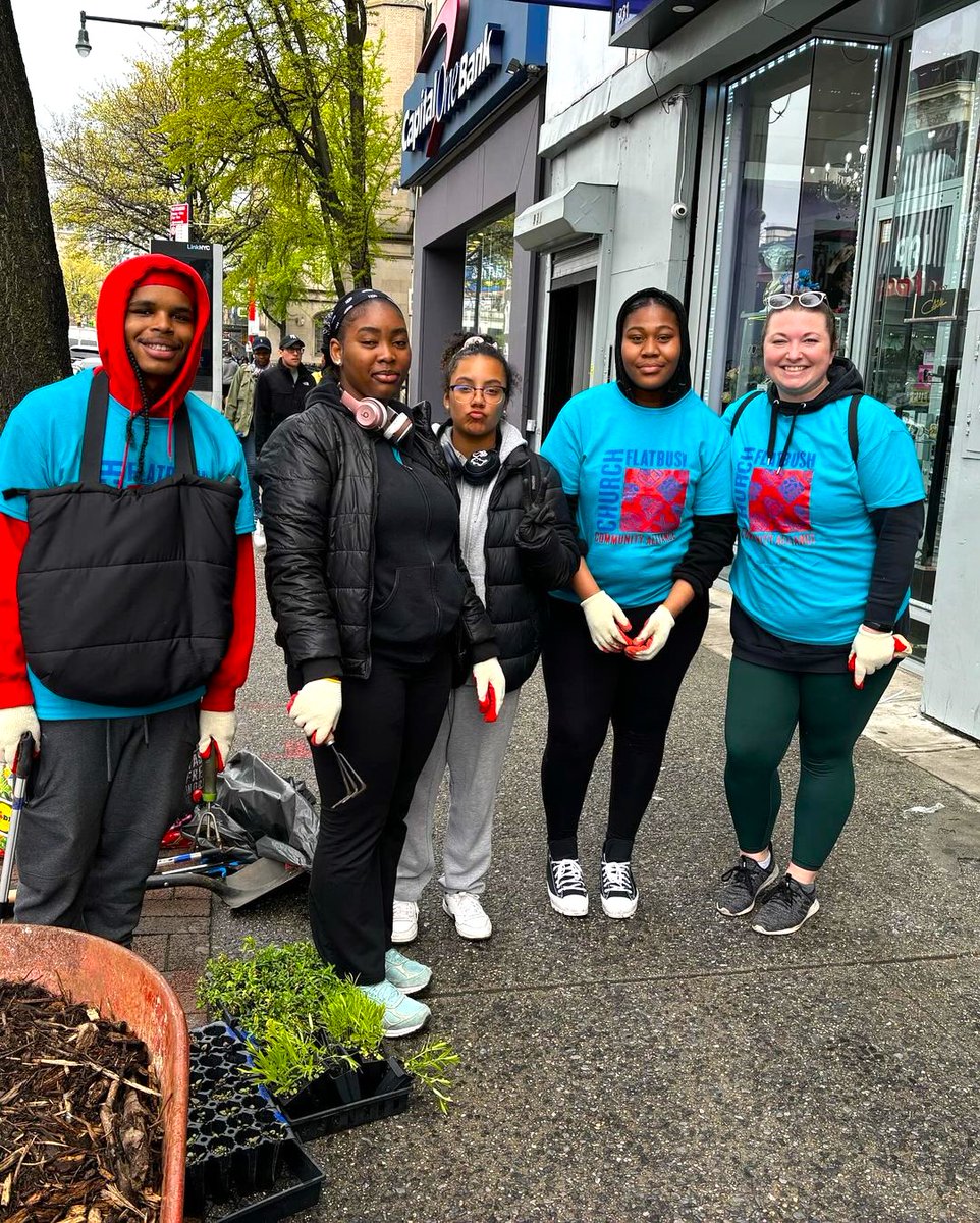 We love to see NAF Students making the 🌎 a greener place! 🌱 Academy of Hospitality & Tourism students from Erasmus Hall HS celebrated #EarthDay by participating in Flatbush Ave's Neighborhood #Beautification Day. Students made mulch, planted flowers, & cleaned the streets.