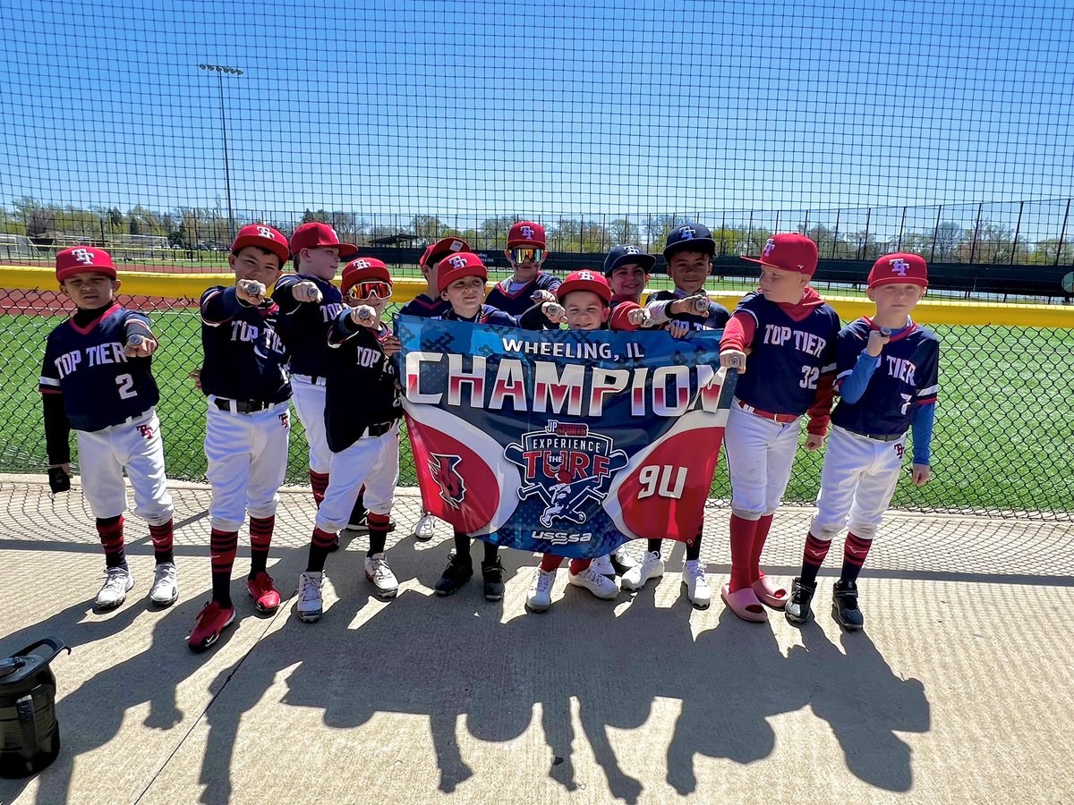 Congrats to the 9u @TopTierBaseball Navy team for winning the Championship at the Experience the Turf Tournament in Wheeling, IL this past weekend. #RollTier #tierboys #expectgreatness