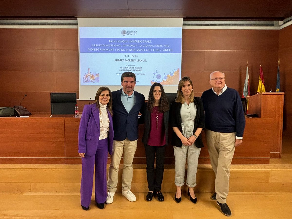Today at ⁦@UPV⁩ Andrea Moreno from ⁦@ExcelenciaOnco1⁩ made a great defense of her thesis: “Non-invasive immunogram”. Congrats Andrea !!!! Very proud of you 🥇🧬🩸