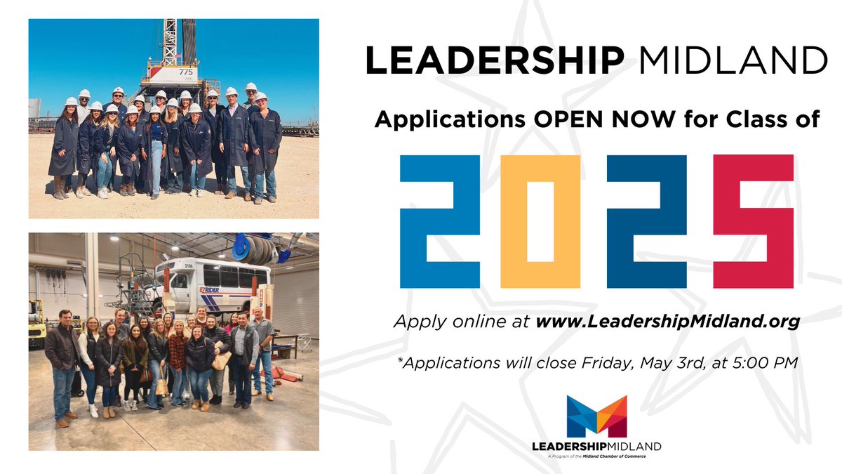 ✨Exciting News!✨
Applications are now open for our Class of 2025 Leadership Midland! If you aspire to grow as a leader, make an impact, and network with like-minded individuals, this is your opportunity!
🔗bit.ly/3VT6nce