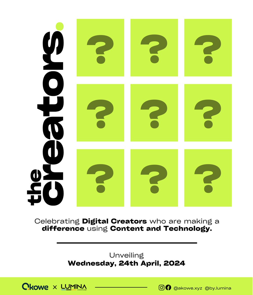 akowexyz's tweet photo. The Creator
Celebrating Digital Creators who are making a difference using the content and technology.

Unveiling Date: Wednesday, 24th April, 2024.

#thecreators #akowexyz #LUMINA #createdbylumina https://t.co/vTrHIvmGFU