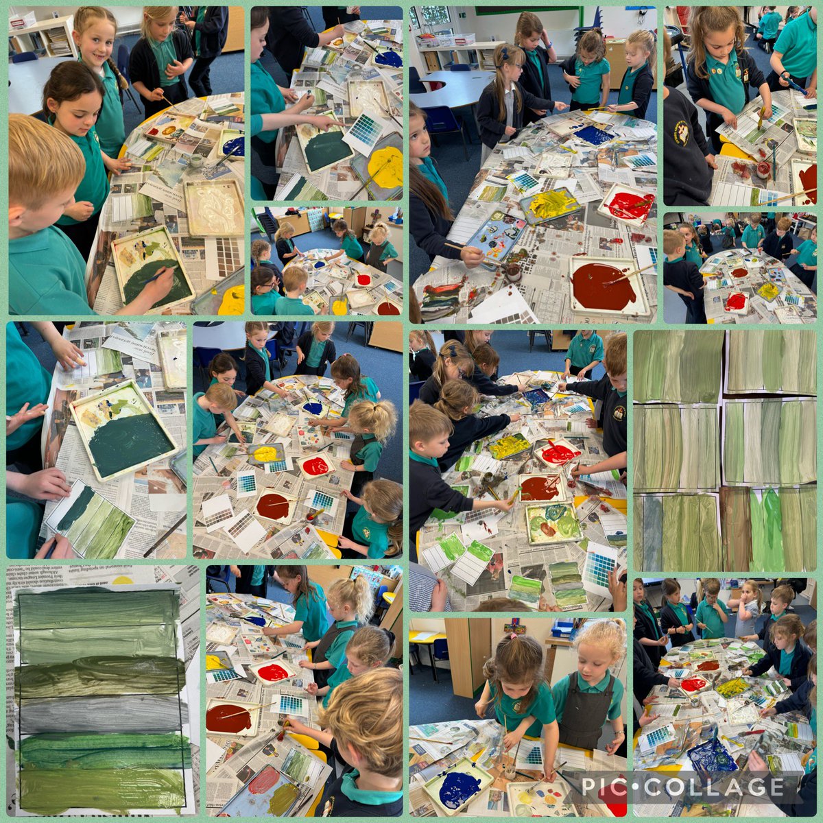 #GwenfoY1 experimenting with colour mixing and shade to make a selection of earthy tones ready to create their Woodland pictures next week 🌳 🪵 #GwenfoExpressiveArts #GwenfoHumanaties