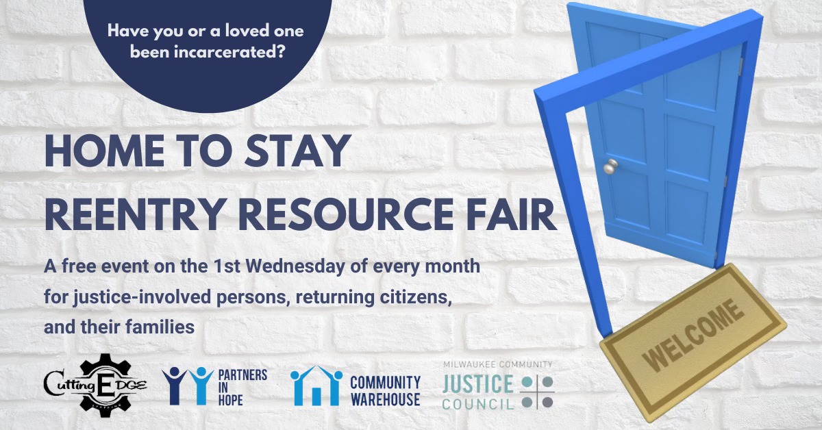 MKECJC's tweet photo. The next Home to Stay reentry resource fair is coming up next week! Stop by Community Warehouse on May 1st from 12-2PM to connect with support services and employment opportunities. Visit the link for more information: https://t.co/AhyLytyN2d https://t.co/9cAKJBzQob