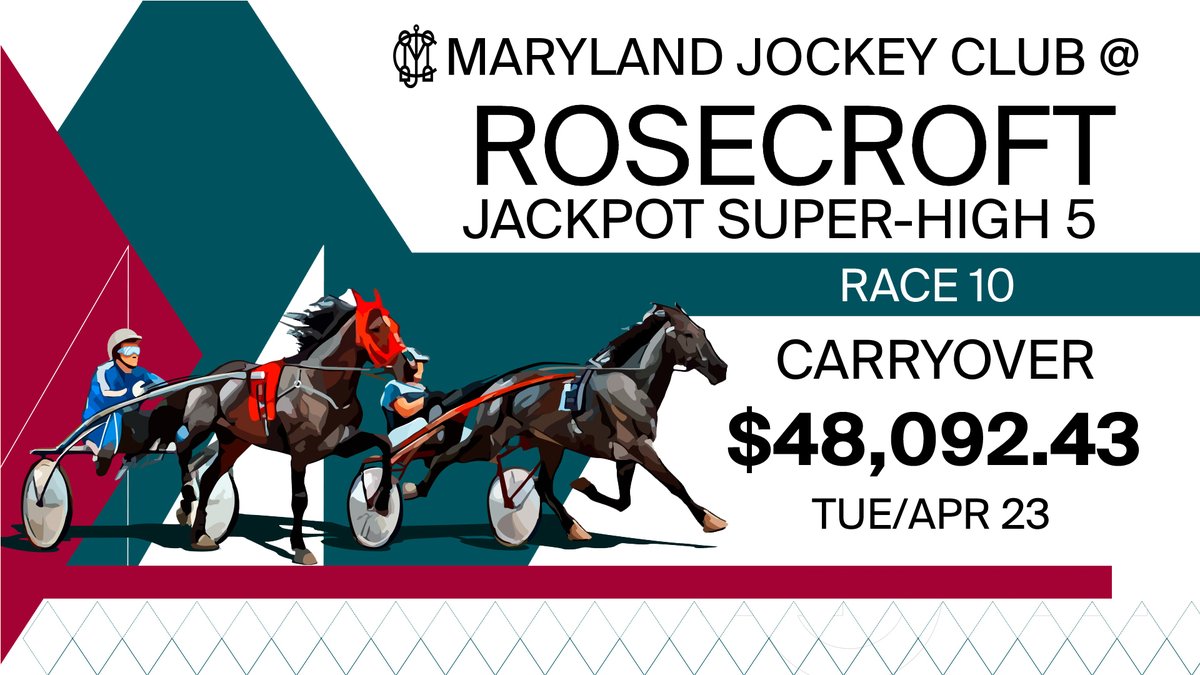 The carryover continues! Our Jackpot Super-High 5 currently sits at $48,092.43.

#Rosecroft