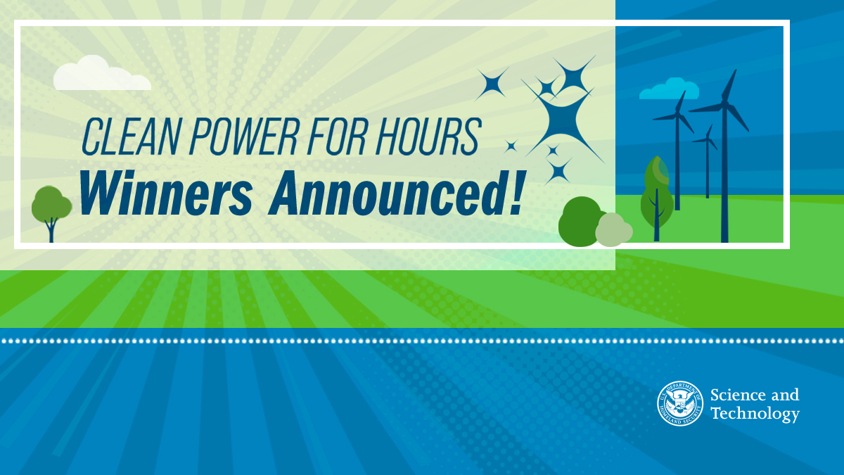 In honor of #EarthDay, join @DHSgov in congratulating the Clean Power for Hours Challenge winners! @UrbanElecPower wins Grand Prize + $400K. Dr. Hari Dharan of @omnesenergy wins Runner-up + $200K, & 3 Honorable Mentions. Learn more ➡️bit.ly/3aegoeC @challengeGov @CISAgov