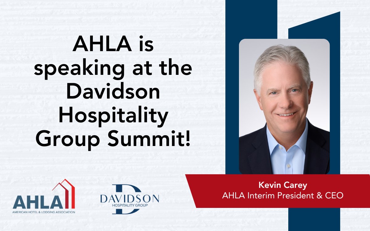AHLA's Kevin Carey will share top advocacy priorities from AHLA tomorrow at the @DavidsonHospGrp summit, including: 👉 Expanding the workforce and ​doubling available ​H-2B visas​ 👉 Labor regulations 👉 Tax-related measures 👉 Franchising and alternative accommodations Say