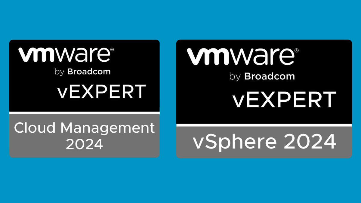 Happy to announce my acceptance into two VMware @vExpert Sub-programs for 2024: vExpert Cloud Management and vExpert vSphere. Proud to be part of such a fantastic #vCommunity! @VMwareAria @VMwarevSphere @vmwarecode @VMware