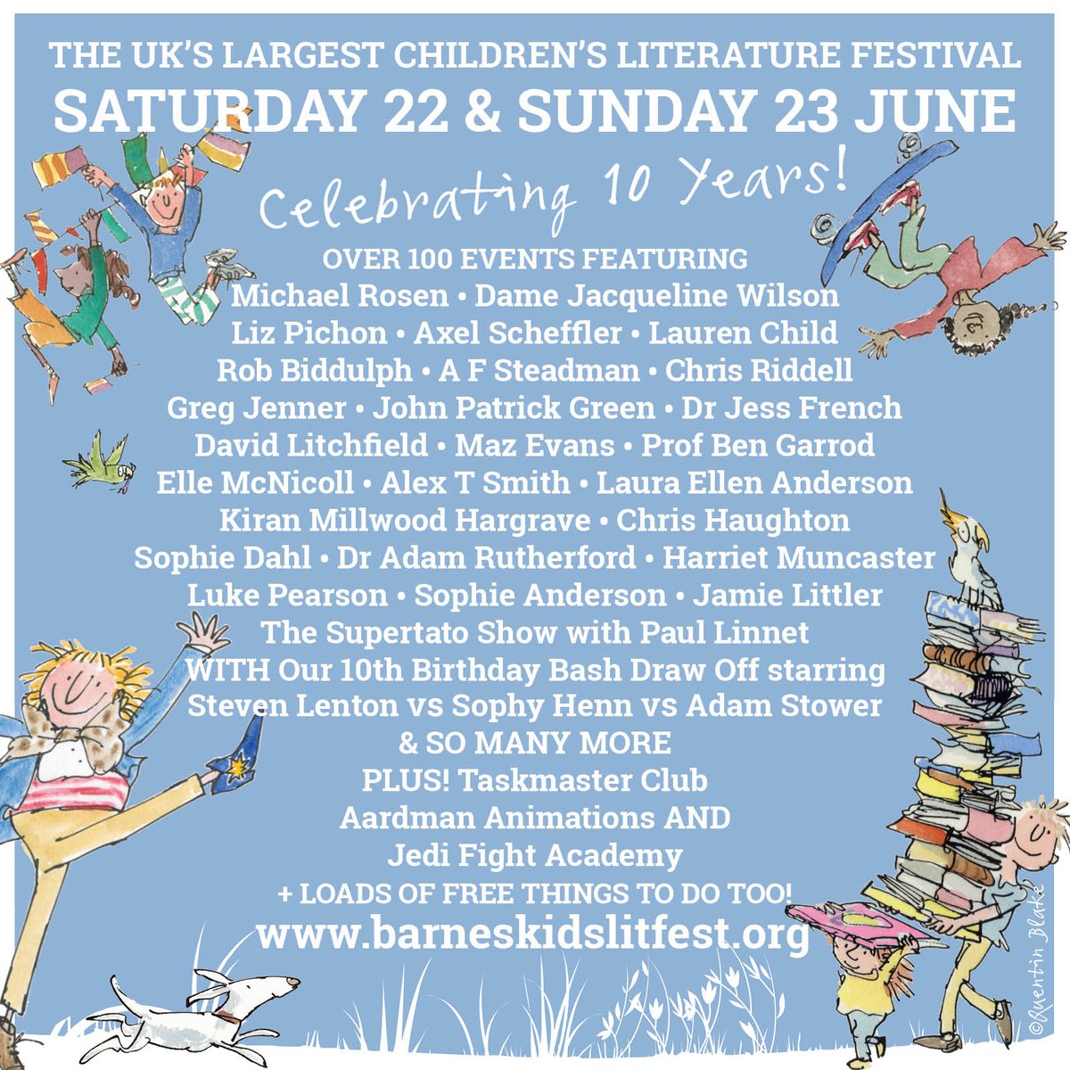 kidslitfest's tweet photo. 🌠SENDS UP BCLF HQ FLARE🌠
The UK's biggest kids' books festival is turning TEN (TEN!) on Saturday 22 &amp; Sunday 23 June. Start your party planning now people and check out our galactic new programme right here https://t.co/NYg3wvp0G3 

TICKETS ON SALE 8.00am THIS SATURDAY 27 APRIL https://t.co/KA5ZJReuPx