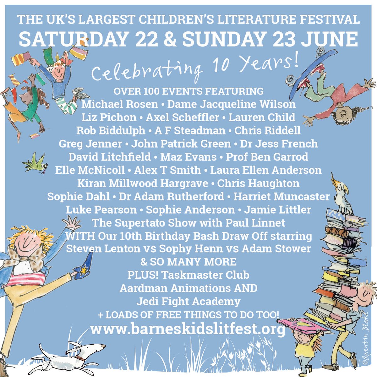 🌠SENDS UP BCLF HQ FLARE🌠 The UK's biggest kids' books festival is turning TEN (TEN!) on Saturday 22 & Sunday 23 June. Start your party planning now people and check out our galactic new programme right here barneskidslitfest.org/whats-on/ TICKETS ON SALE 8.00am THIS SATURDAY 27 APRIL