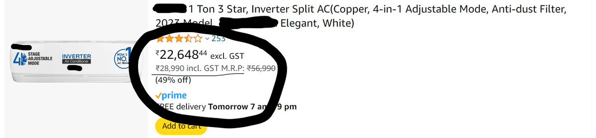 Puneet_KUDOSPRO's tweet photo. I just saw the AC and found, what a great idea to earn money. The worth of AC is 22648/-  and its final cost will be 28990/-. It means 22600/- k product par 6342/-ka GST. What an Idea Sir ji. Kuch aisa hi krne ko mil jaye. Product kisi ka, BUY koi kare aur EARN koi. https://t.co/Yp5X14FKsO