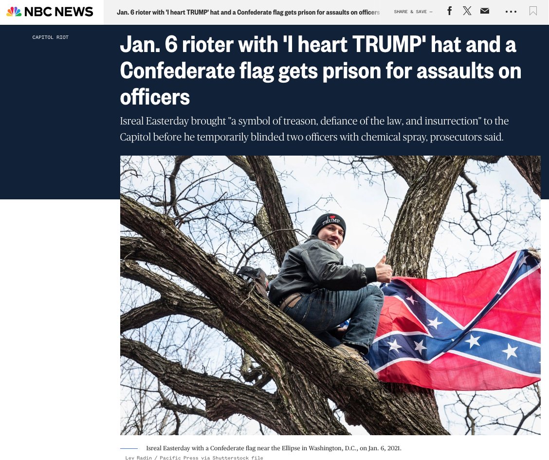 BREAKING: Confederate flag bearing Jan. 6 rioter who temporarily blinded officers while wearing an 'I ❤️ TRUMP' beanie sentenced to prison.